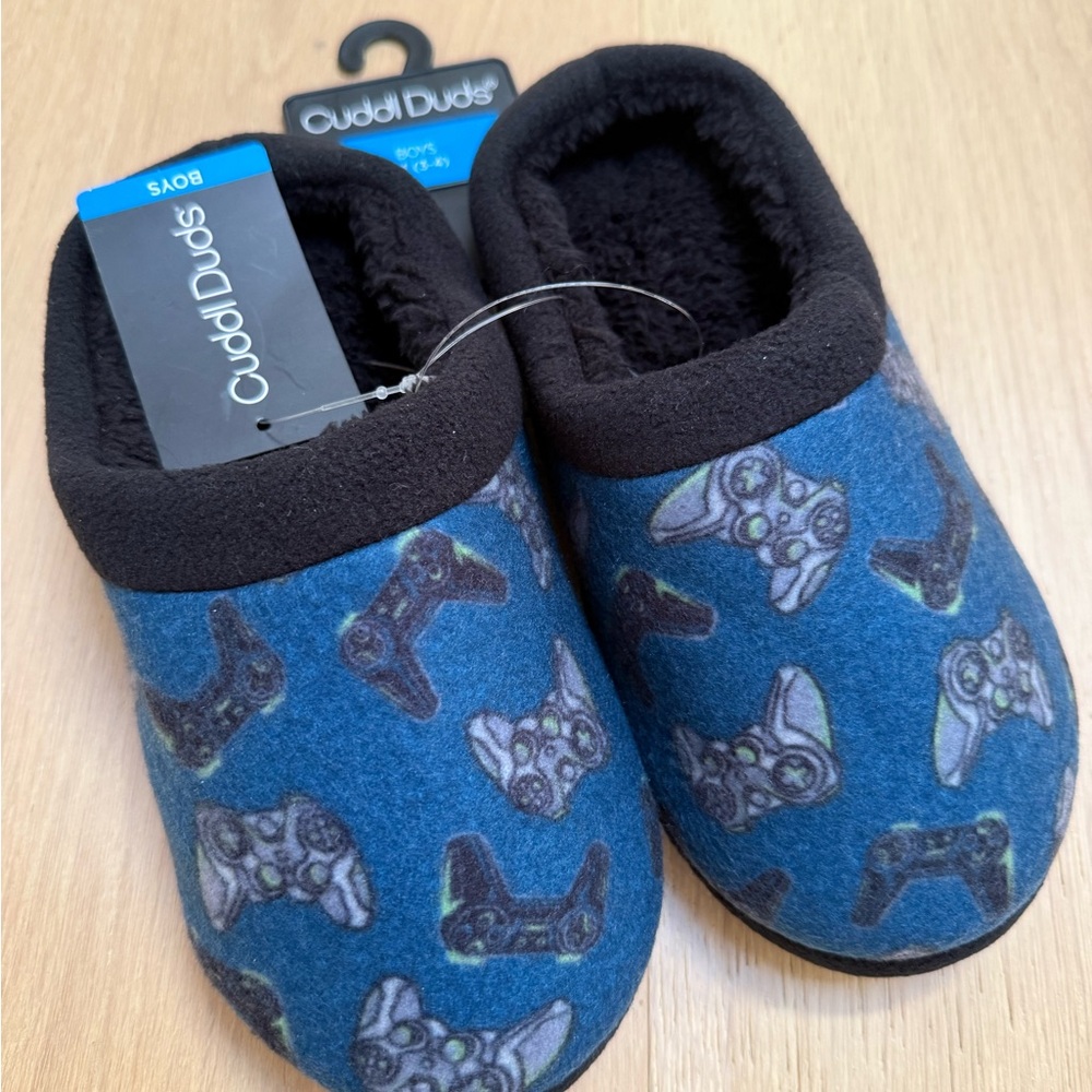 Cuddl Duds Boys' Blue and Black Slippers